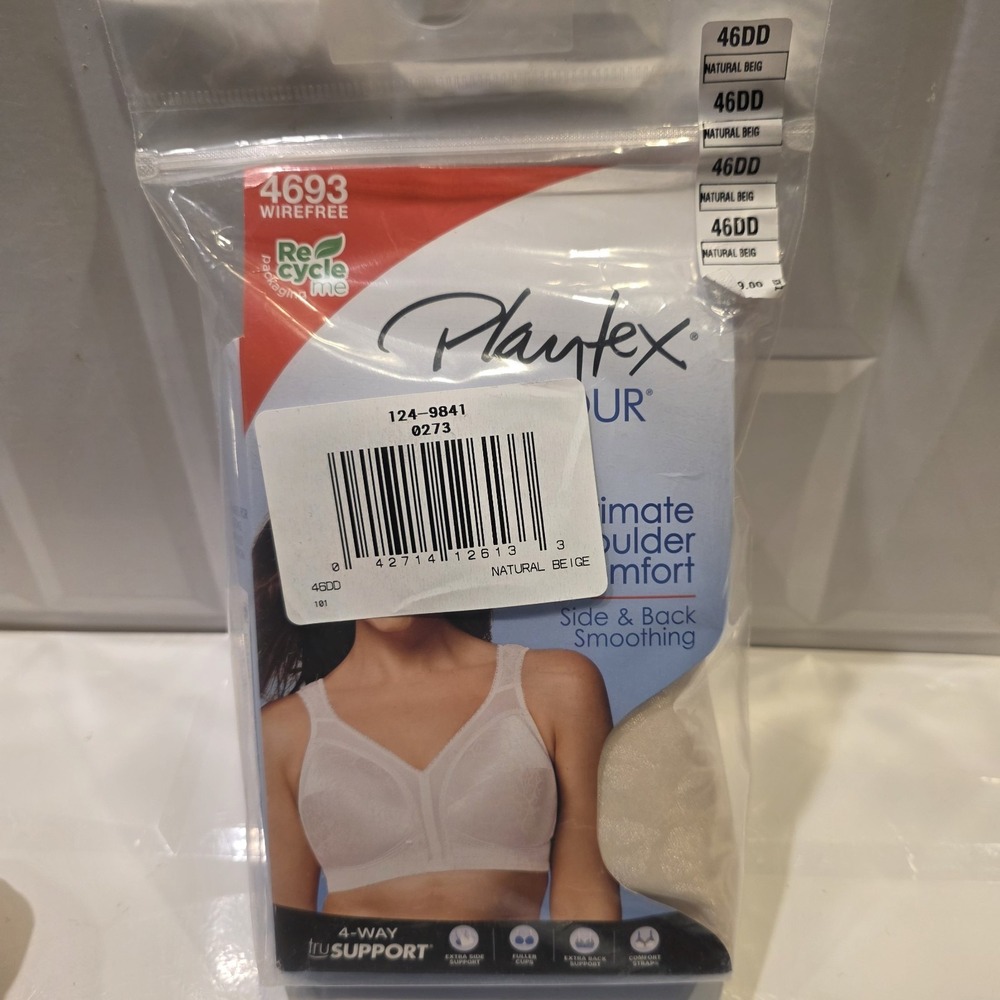 Playtex Women's 18 Hour Sholder Comfort and Support Wirefree Bra Size 46DD Beige